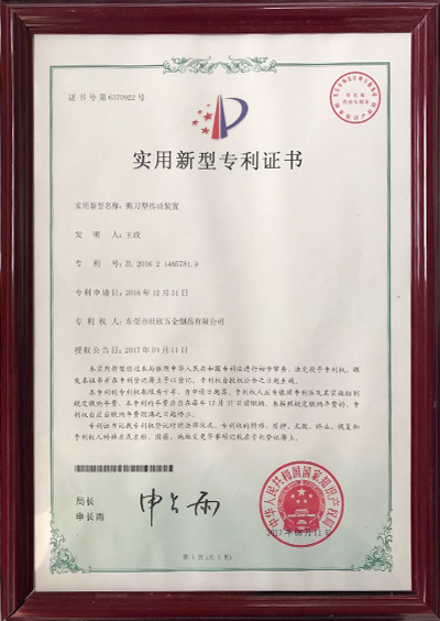 剪刀型傳動(dòng)裝置專(zhuān)利證書(shū) 剪刀型傳動(dòng)裝置專(zhuān)利證書(shū)